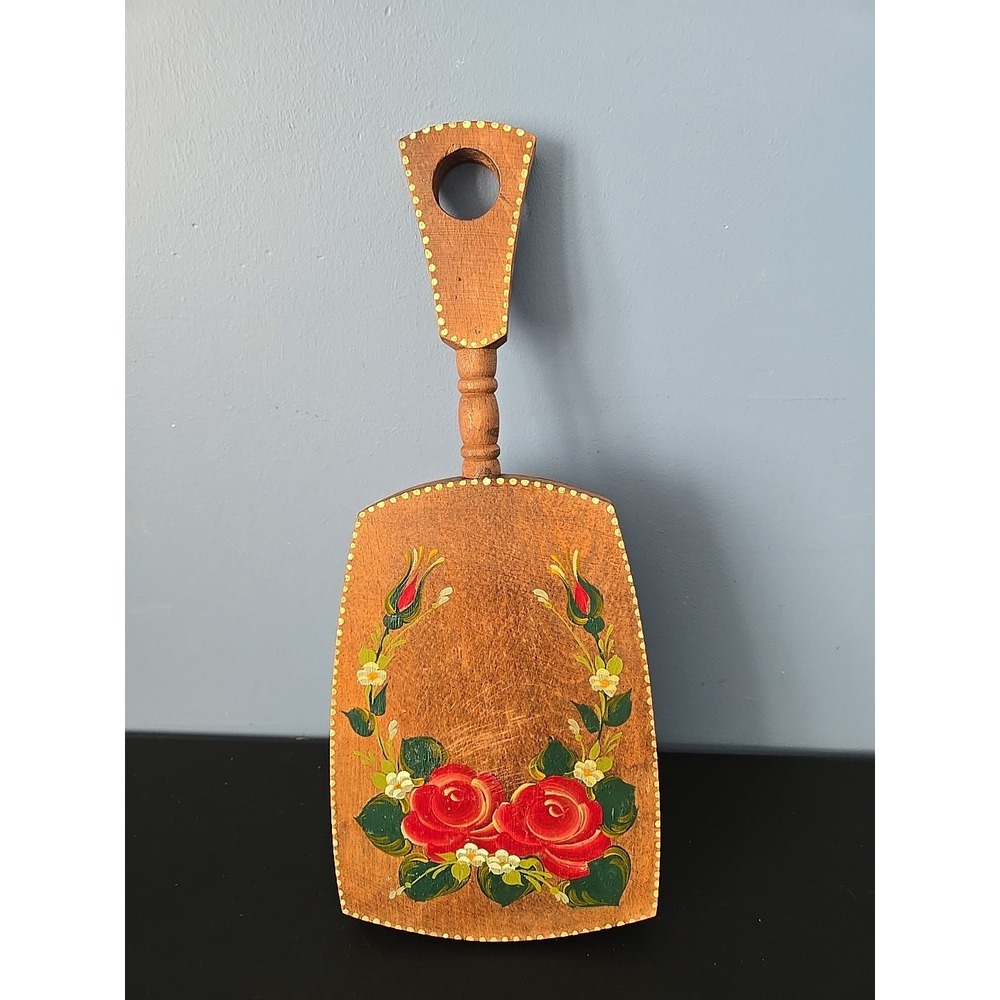 Vintage Handpainted Wood Paddle Decorative‎ Cutting Board Wall Art Floral